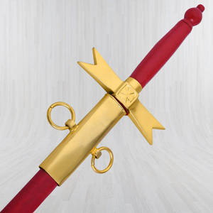 Épée d'officier maçonnique, lame en acier Damas gravée, bord dentelé, manche en laiton, régalia maçonnique, épée cérémonielle des Templiers - Product Image 5