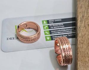 เครื่องประดับแม่เหล็กชีวภาพ แหวนนิ้วเท้าลายเส้นทองแดงแท้ แม่เหล็กนีโอไดเมียม 2 ชิ้น บรรเทาอาการข้ออักเสบ แหวนนิ้วโป้งสำหรับทุกเพศ DREAM CRAFTS INDIA DCFR19 - Product Image 3