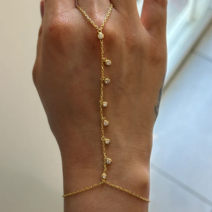 Joyería <span class=keywords><strong>de</strong></span> Plata <span class=keywords><strong>de</strong></span> Ley 925 Pulsera <span class=keywords><strong>de</strong></span> <span class=keywords><strong>Esclava</strong></span> con Cadena <span class=keywords><strong>de</strong></span> Mano Chapada en <span class=keywords><strong>Oro</strong></span> <span class=keywords><strong>de</strong></span> 14K y <span class=keywords><strong>18K</strong></span> con Bisel <span class=keywords><strong>de</strong></span> Circón - Product Image 1