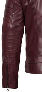 Blouson aviateur d'hiver en cuir coupe ajustée pour hommes avec col montant et fermeture éclair asymétrique pour motos avec logo à l'avant - Product Image 6