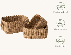 ชุดตะกร้าเก็บเชือกกระดาษอเนกประสงค์สำหรับตกแต่งบ้านสองชุดตะกร้าเก็บของแบบสั่งทำทำมือทำในอินเดีย - Product Image 5