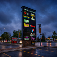 Letrero de Pylon Exterior Grande Personalizado, Letrero Comercial Iluminado de Aluminio para Centro Comercial, Plaza y Tienda Minorista