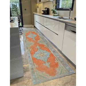 Alfombra de Cocina Turca de Lujo con Estampado Étnico Naranja, Alfombra de Terciopelo de Lujo - Product Image 4