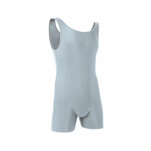 Maillot de bain en coton bleu marine 240 GSM sans manches avec col contrasté, respirant, séchage rapide, décontracté - Product Image 4