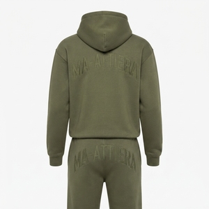 <b>Womens</b> Olive Green Hoodie Tracksuit Set <b>Fleece</b> Pullover <b>Jogger</b> Pants Casual Matching Activewear Loungewear Outfit Modern - Product Image 3
