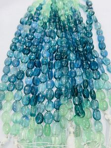 Cuentas de piedras preciosas de fluorita Natural AAA Premium 8x11mm 9x12mm Forma ovalada suave Color verde azul para la fabricación de joyas 8 pulgadas de largo - Product Image 3