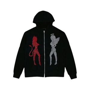 Custom 400 Gsm Mens Full Rhinestone Hoodies Acid Wash Oversize Pullover Dtg Printing Boxy Fit Hombres Sudadera con capucha desgastada - Product Image 2