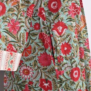 Robe longue en coton imprimé à la main, style bohème, longueur genou, design personnalisé, vêtements décontractés, taille XS, durable, lavable - Product Image 6