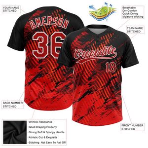Camiseta de Béisbol/Sóftbol Personalizada con Letras Texturizadas Rojas, Sublimación, 2 Botones, 100% Poliéster, Transpirable, Secado Rápido, Unisex, para Club - Product Image 3