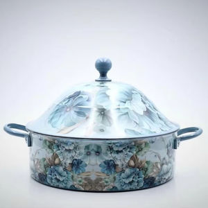 Casserole en acier inoxydable au design floral moderne, compatible gaz et induction, écologique, chauffe-plats de luxe pour table, Moyen-Orient - Product Image 1
