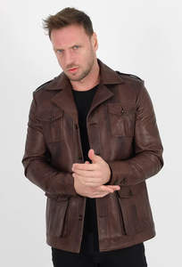 2025 Veste en cuir matelassé d'hiver pour hommes en cuir marron de haute qualité avec fonction chauffante confortable et abordable - Product Image 5