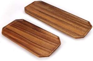 Lot de 2 plateaux de service en bois Planches à charcuterie Grand plateau en bois d'acacia 16 "& 13" Plateaux en bois Plat à charcuterie - Product Image 6