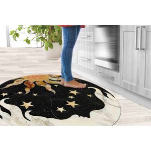 Tapis d'astrologie : Tapis circulaire imprimé soleil et lune en chenille, tapis fin non tissé - Product Image 4