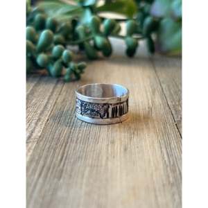 Sterling Silver Storyteller <b>Ring</b> Size 8.5 by Elaine Becenti <b>24K</b> <b>Gold</b> & Rhodium Plated Hip Hop Style - Product Image 1