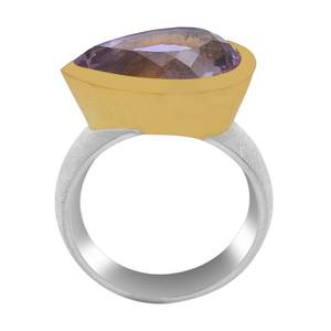 Eternity Bague en argent 925 belle finition mate bicolore Vermeil plaqué or améthyste naturelle poire diamant à facettes en gros - Product Image 2