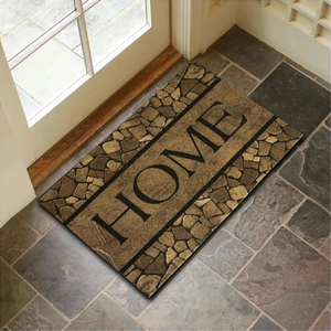 Alfombra de Entrada Rectangular con Diseño de Piedra y Base Antideslizante de Goma, Estilo Clásico - Product Image 1