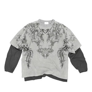 Camiseta personalizada de manga larga de punto de algodón 250 Gsm de doble capa 100% para hombre, serigrafía, diseño rasgado, colocación de logotipo frontal - Product Image 6