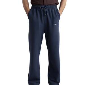 <b>Mens</b> Waffle Knit <b>Lounge</b> <b>Pants</b> Mid Straight Drawstring Wide Leg Casual Trousers Soft Breathable Relaxed Fit Everyday Bottom Wear - Product Image 1