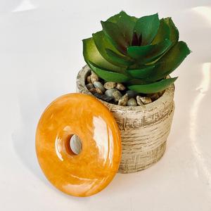 Colgante hecho de ámbar, Donut de ámbar natural color caramelo, Colgante circular amarillo - Product Image 3