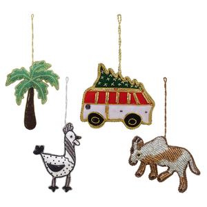 Décorations de Noël en forme de soleil, faites à la main, brodées, perlées, en velours satiné doré, 4 pouces ou 10 cm - Product Image 5