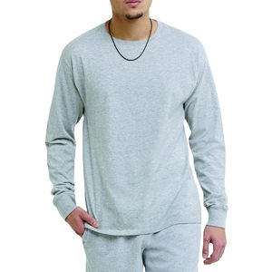 Camiseta duradera y cómoda para hombre, ajustada, informal, lisa, de manga larga, con material de bambú ligero, de longitud larga, hecha en Pakistán - Product Image 1