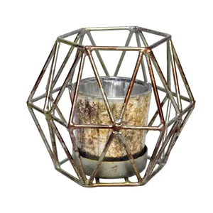Diseño hecho a mano Venta superior T-light Holder Glass Votive Candle Holder con soporte de metal Precio de fábrica al por mayor Portavelas de metal - Product Image 6