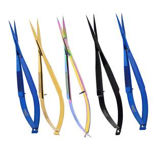 Tijeras para cejas al por mayor, tijera de resorte para cejas, pestañas de cutículas de acero quirúrgico, cortes sin esfuerzo, reduce la tensión de la mano, antideslizante - Product Image 1