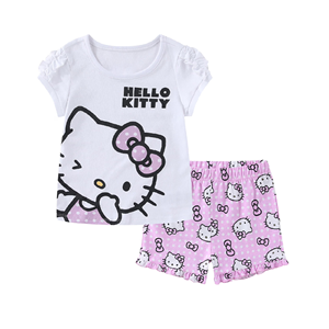 Ropa para niñas a bajo precio hecha en fábrica, conjunto impreso de 2 piezas, diseño personalizado, cuello redondo, manga corta, conjunto de 2 piezas para bebés y niñas - Product Image 4