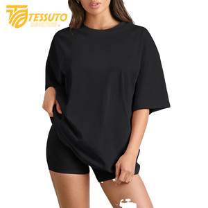 T-shirt surdimensionné de base de haute qualité, respirant, avec logo personnalisé imprimé, broderie de diamants, poids lourd, taille plus - Product Image 4