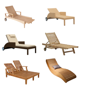 Chaise de plage moderne Mobilier d'extérieur de loisir Lit de soleil en bois Piscine en rotin Plage Chaise longue en bois Fabrication directe d'Indonésie - Product Image 4