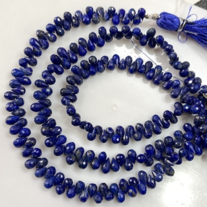 Perles de Briolette en forme de goutte à facettes Lapiz Lazuli bleu naturel - Product Image 4