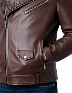 Nouveau 2025 vestes en cuir sur mesure en gros propre Logo tenue décontracté de haute qualité Faux ou fermeture éclair avant en cuir de mouton véritable - Product Image 5