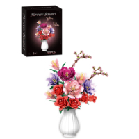 Nouveautés Jouet de construction pour enfant, jouet DIY, bouquet de fleurs en plastique, ensemble de briques de construction MOC