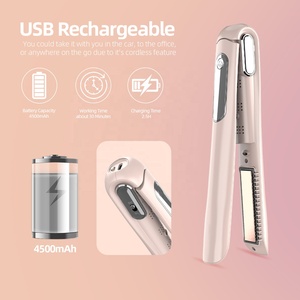 JAYSUNNY 2 in 1 Cordless Portable Ceramic Flat Iron Negative Ion <strong>Mini</strong> Wireless Usb Rechargeable <strong>Hair</strong> <strong>Straightener</strong> - Product Image 2