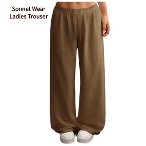 กางเกงวอร์มทรงแบ็กกี้ผ้าฝ้ายขากว้างสำหรับผู้หญิงกางเกงโอเวอร์ไซส์แบบผูกเชือกสำหรับฤดูหนาวตามสั่ง - Product Image 1