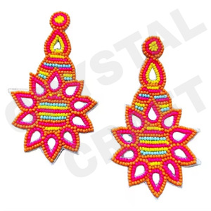 Shimmery Latte Parties Special Fashion Dangle <b>Earrings</b> New Arrival <b>Cross</b>-Border Handmade Beads Sweet Sequins Trendy Creative - Product Image 2