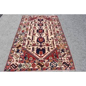 คลาสสิกสีเบจสีแดงพื้นที่ขนาดใหญ่พรมตุรกีพรมขนสัตว์4.5x6.9ฟุตแบบนามธรรมมีน้ำยางหนา10มม. - Product Image 1