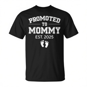 Camiseta de Manga Corta con Cuello Redondo para Futuras Mamás, Promovida a Mamá, Estilo 2025 - Product Image 2