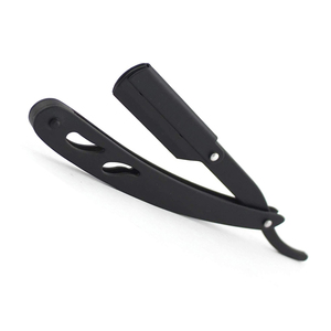 Customized Durable Men's Manual Straight <b>Edge</b> Stainless Steel Barber Razors Black Color with Safety Feature for Shaving - Product Image 1