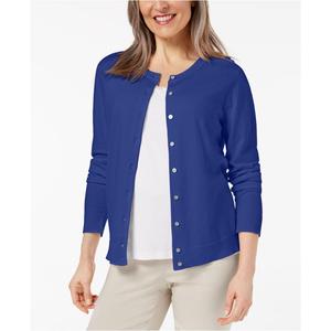 Cardigan da Donna Karen Scott, Taglia Small, Blu, in Lana, Casual, Ricamato con Decorazioni a Bottoni, per Estate e Autunno - Product Image 1