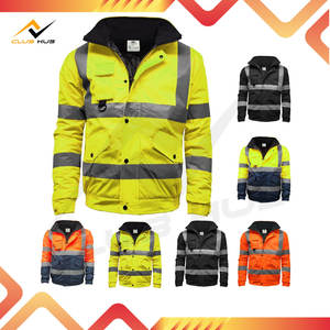 Chaqueta Bomber de Alta Visibilidad Reflectante, 100% Algodón, Tejida, Estampada, Transpirable, 220g, Impermeable, Ropa de Trabajo de Seguridad para Otoño - Product Image 2