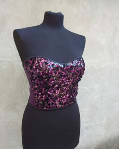 100% Premium Quality Breathable Satin Corset Adjustable <b>Lace</b> Sequin Sitara Firm Control Tummy Control Maroon Bust OEM/ODM - Product Image 4