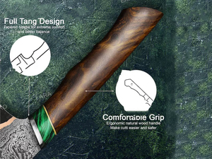 Couteau de cuisine artisanal de qualité supérieure, lame en acier damas cuivré, manche en bois avec étui, cadeau d'anniversaire, cadeau de Noël, cadeau de mariage. - Product Image 3