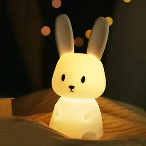 Lampada USB ricaricabile animale in Silicone LED Bunny luci notturne per camera dei bambini lampada da comodino RGB 3D Silicone coniglio LED luce notturna