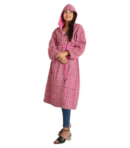 Chaqueta larga acolchada de manga larga Reversible de algodón con estampado Floral Jaipuri para mujer - Product Image 6