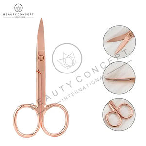 Ciseaux à ongles incurvés en or rose pour femmes et hommes, qualité allemande, acier inoxydable, ciseaux de manucure et pédicure, cuticules, pour droitiers - Product Image 2