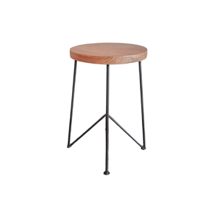 Tabouret en bois moderne de table d'appoint en bois massif rond de style industriel de haute qualité - Product Image 1
