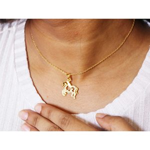14k Solid Yellow Gold Diamond Horse Pendant Necklace Elegant Gift for Her - Product Image 4