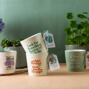 All'ingrosso articoli essenziali per la casa moderna uso quotidiano in ceramica tazze da caffè con <span class=keywords><strong>citazioni</strong></span> <span class=keywords><strong>motivazionali</strong></span> e stampe vegetali bicchieri di porcellana - Product Image 2