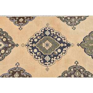 Alfombra de lana turca Vintage de 27X124 pies, tejido plano de retazos beige y marrón para decoración de sala de estar, respaldo de látex - Product Image 5